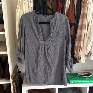 Eileen Fisher Gray Gauze V-Neck Tunic